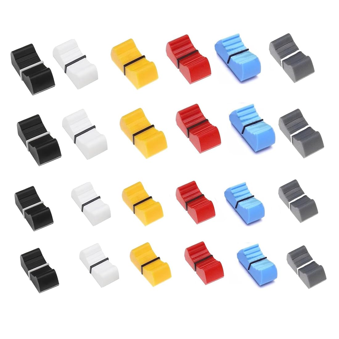 24 Stück Fader Knöpfe Faderknopf Aufnahme Mixer Straight Slide Potentiometer Bunte Fader Caps slider kappe Fader Pioneer für DJ Mixer die Lautstärkeregelung der Gitarrenkonsole