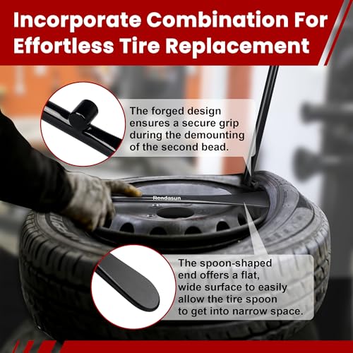 Rendasun 2-TIRE BAR & TIRE SPOONS 2Pcs Tire Bar, 34645 Tire Mount And Demount Iron 37In, 3/4 In | 33220 Mt And Demount Spoon 30 In thumb #1