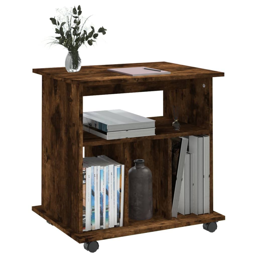 Rollschrank aus Holzwerkstoff mit 4 Fächern, Rollen und Ablagefläche für Büroorganisation und Stauraum