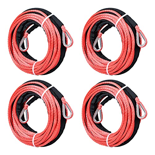 Astra Depot 4X Red ATV UTV Synthetic Rope Extension 50ft 7500lbs Winch Line Cable with Thimbles