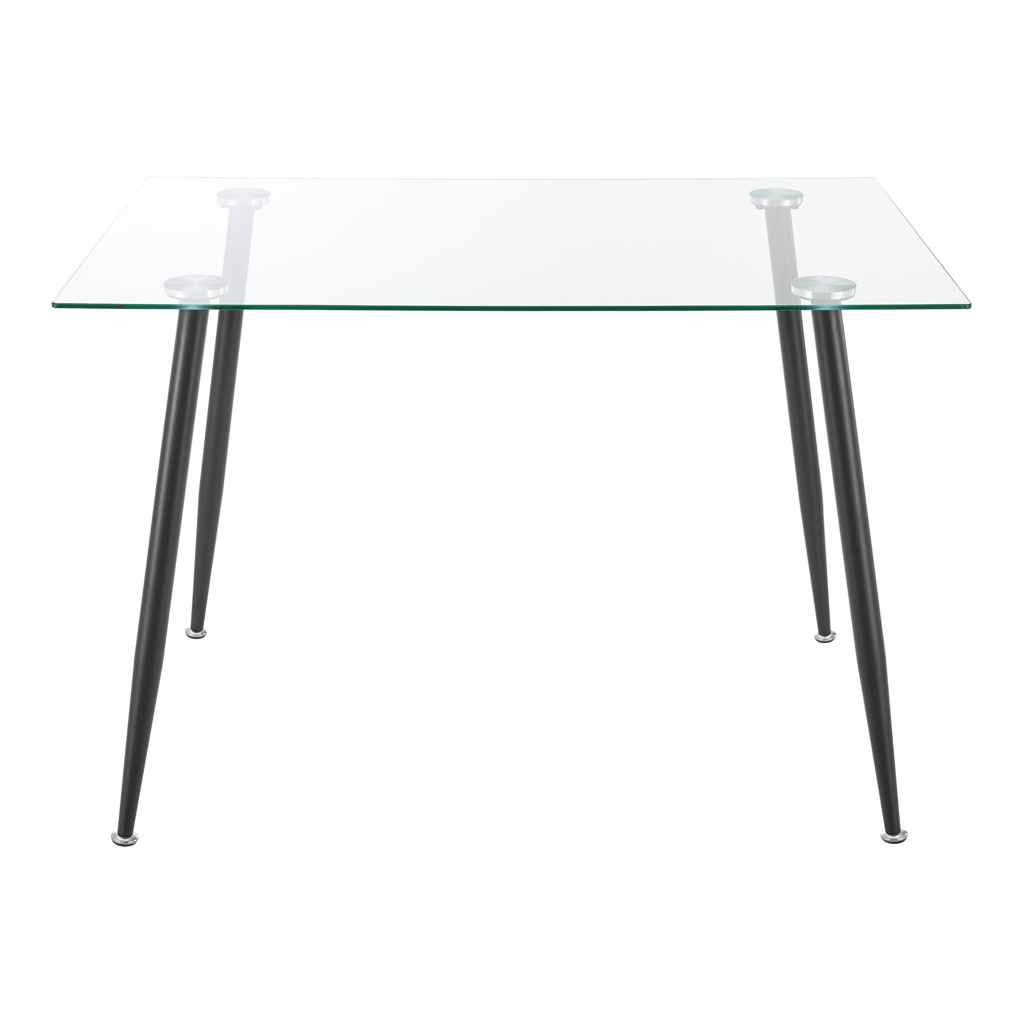 [en.casa] Tavolo da Pranzo Rettangolare con Piano in Vetro Temperato Postazione di Lavoro Tavolo Trasparente da Sala Pranzo con Gambe in Acciaio - Nero