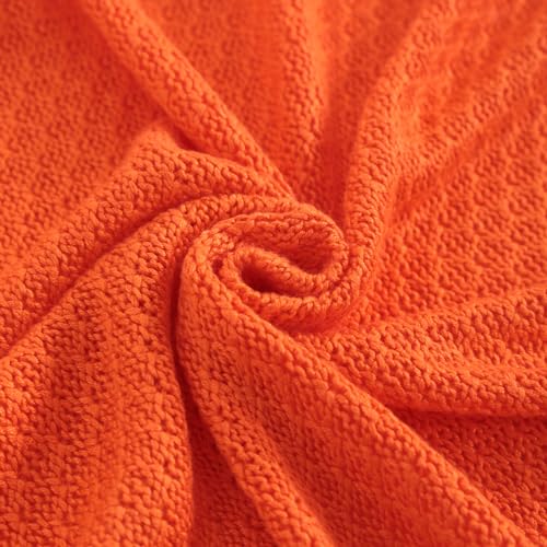 Image of NTBAY Rayon Derived from Bamboo Knit Twin Blanket, 60 x 80, Orange | Breathable Cable Knit Throw Made with Rayon Derived from Bamboo, Soft Cooling Bed Throws for Sofa, Bed, Reading, and Travel