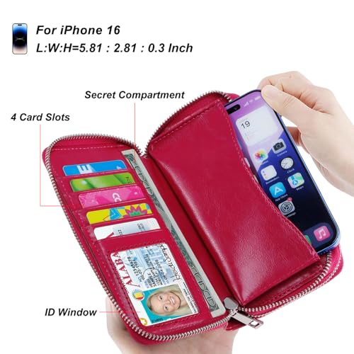 Image of Cellphone Wallet for Women Dual Zipper Long Purse with Removable Wristlet