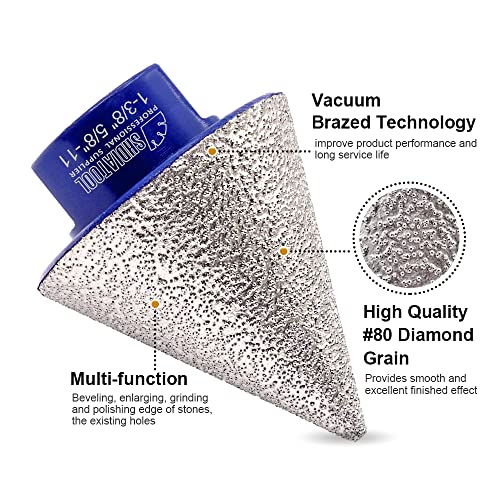 Shdiatool A86805058 Diamond Beveling Chamfer Bits 2 Inch, Countersink Drill Bits For Existing Holes Enlarging Shaping Trimming Porcelain Tile Marble Ceramic Granite Finger Bits thumb #4