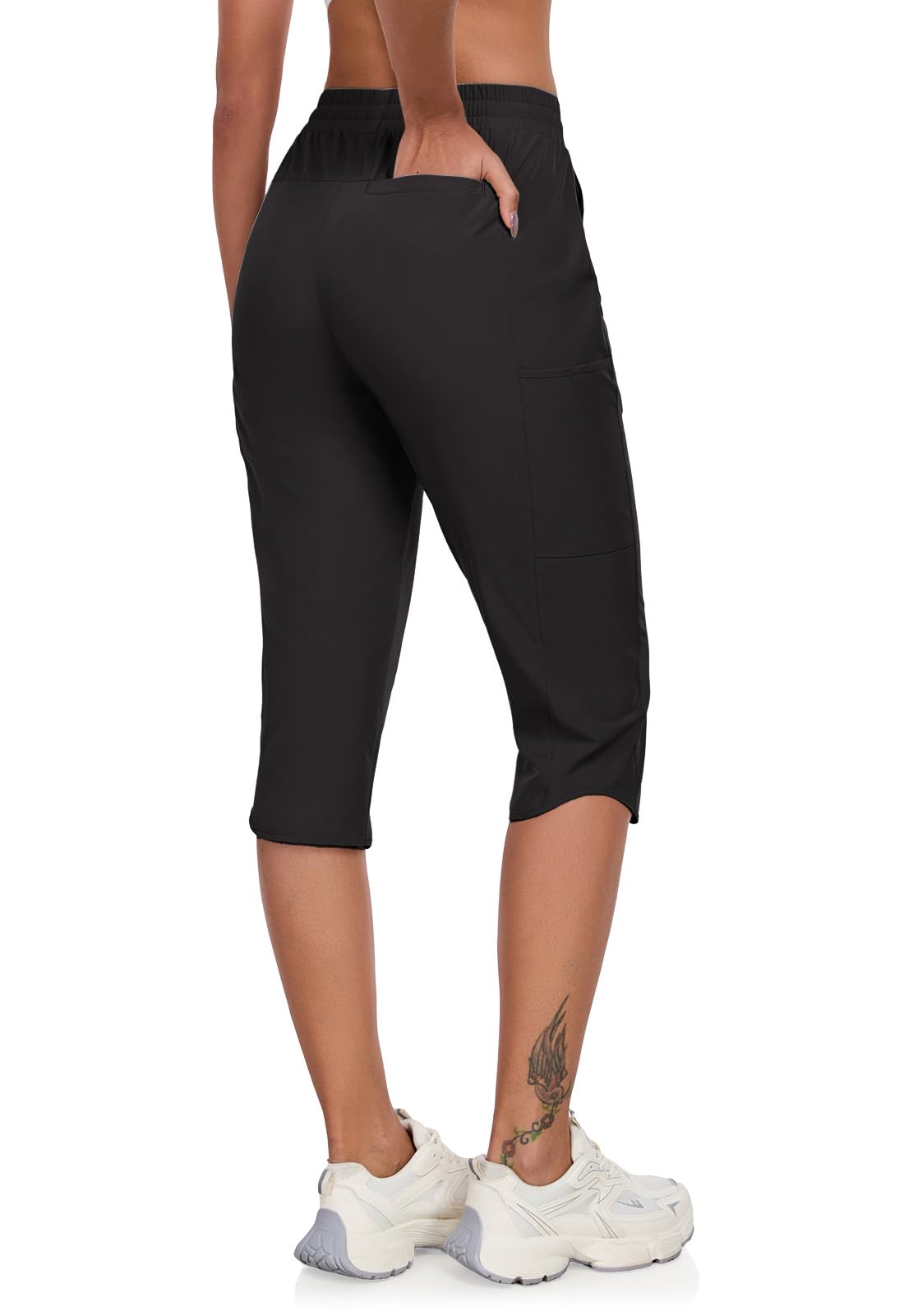 GymBrave Pantalon Randonnée Femme Pantacourt Été léger avec Poche Zippée Séchage Rapide pour Casual Extérieur