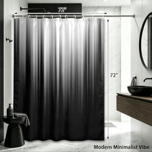 Image of AAtter Black and White Shower Curtain, Gothic Ombre, 72x72 Inch, 12 Hooks