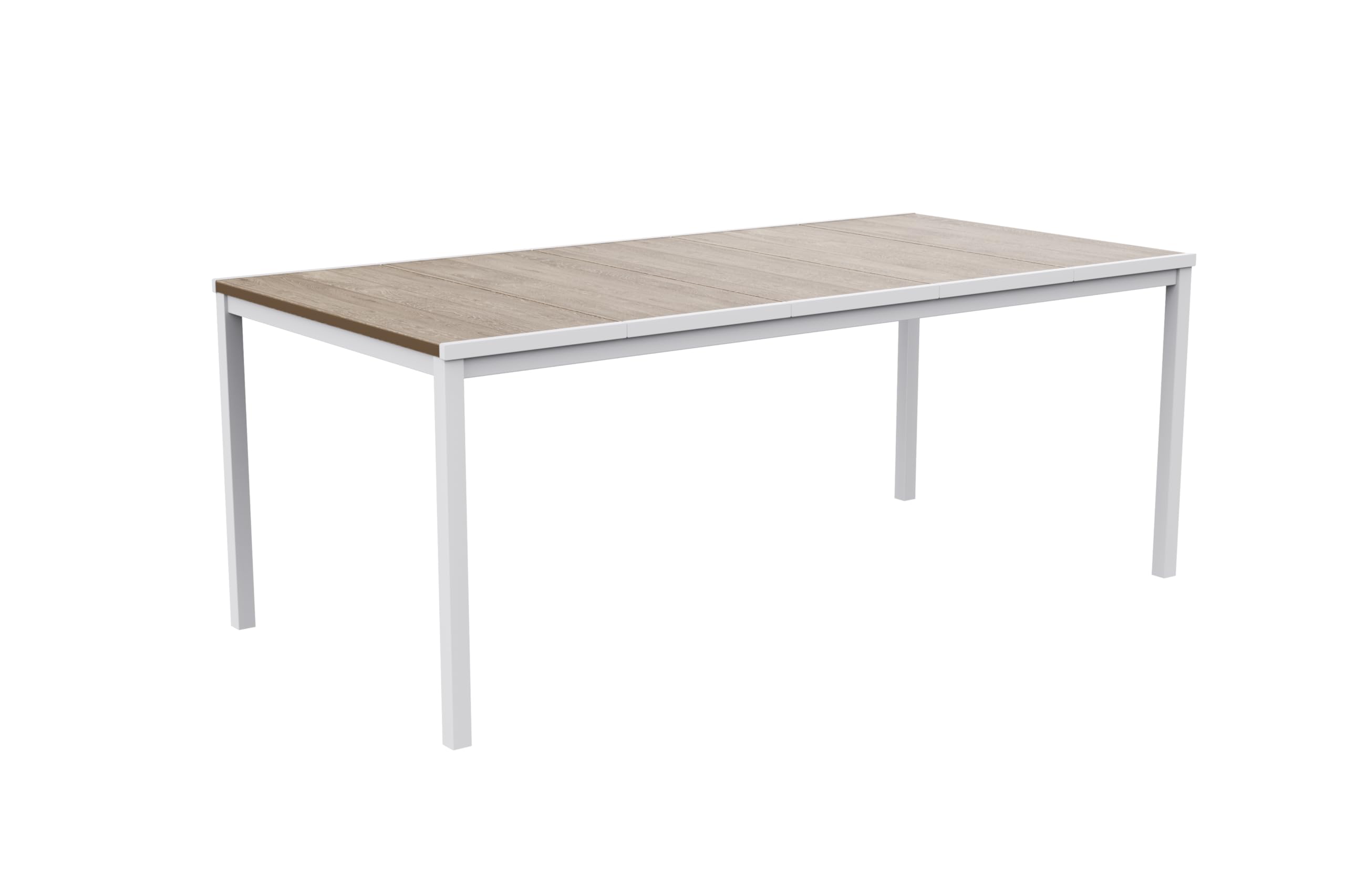 Keter Avon - Mesa Comedor Rectangular Exterior, jardín, terraza, 200 x 95 x 75 cm, Capacidad 8 Personas, Resina, Tablero Acabado imitación Madera, Marco Blanco