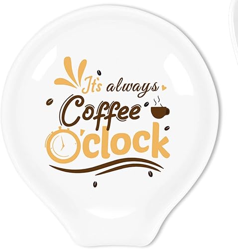 Gracioso Mensaje de Café Es Siempre Hora del Café Soporte de Cuchara de Café Cerámico - Soporte para Cuchara de Café - Decoración para Estación de