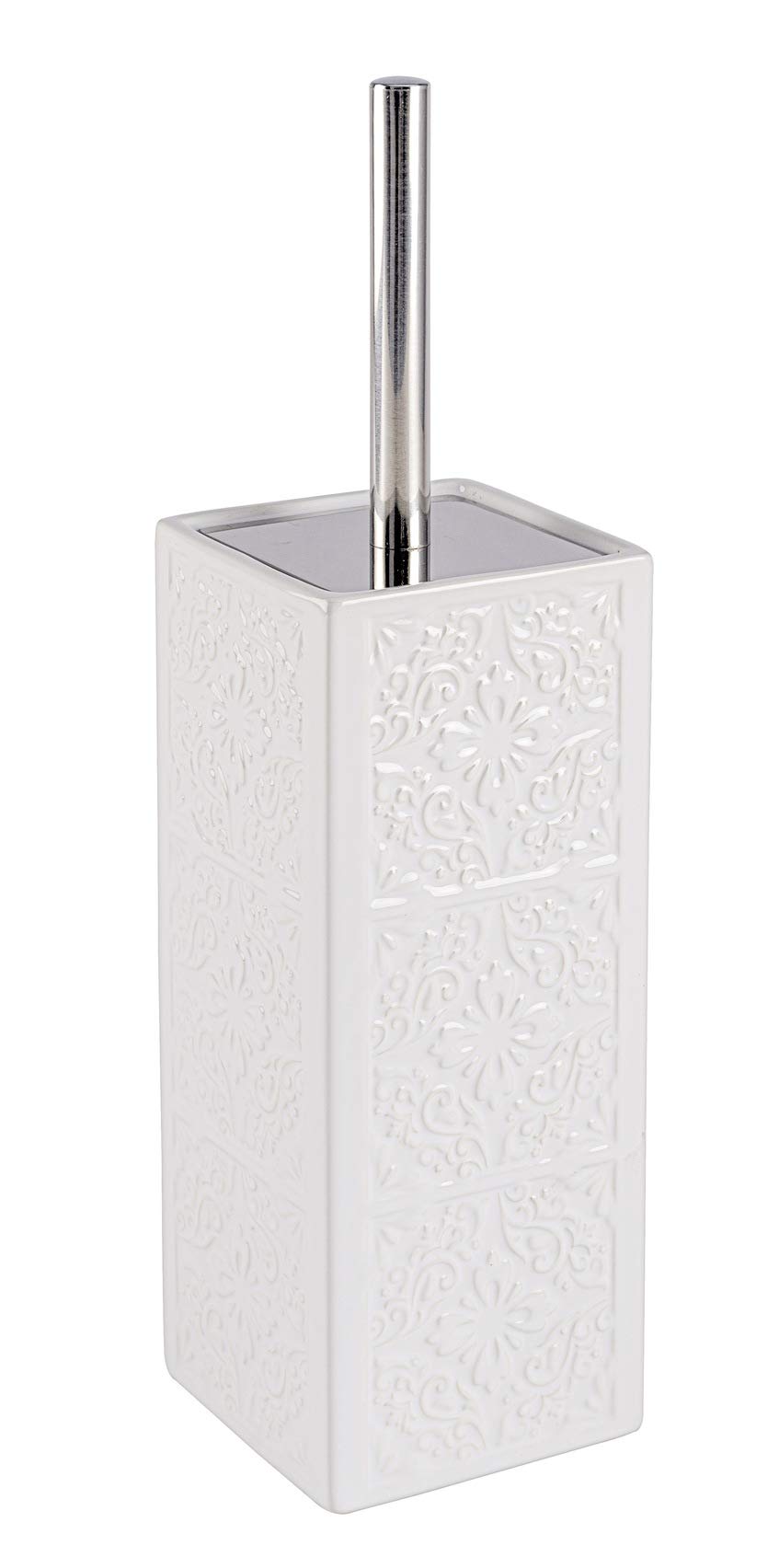 WENKO Portascopino WC Cordoba bianco ceramica, Ceramica, 9.5 x 35 x 9.5 cm, Bianco