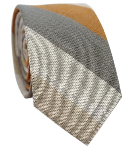 Image of BELLUNO Men's 2.5 inch Skinny Solid Cotton Linen Ties