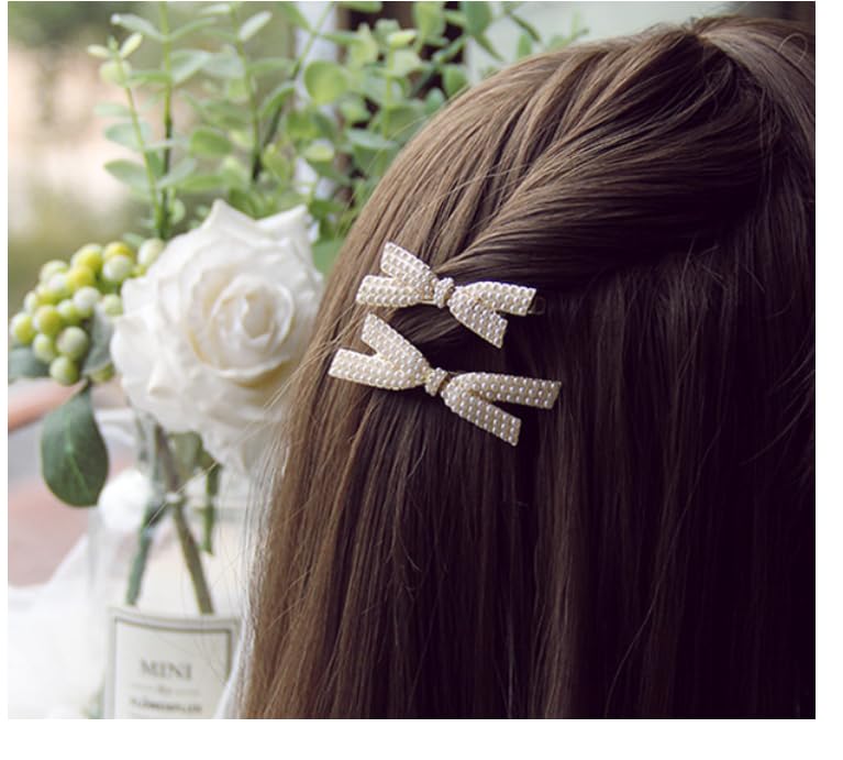Pinzas para el cabello con lazo y perlas 4 piezas miniatura 3