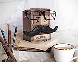 storeindya Pen Pencil Stand Holder - Spectacle Eyeglass Holder Stand Multi Organizer Calendar Wooden Display Stand Mustache Handcrafted Design