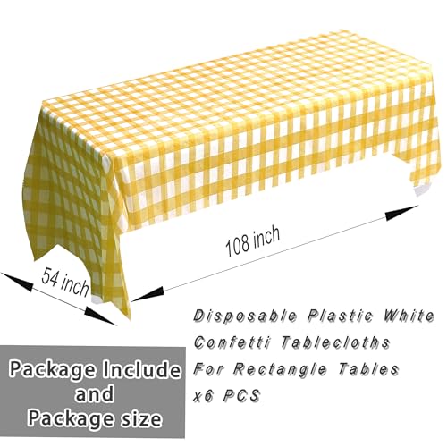 ZeriTlolen 6 pièces Nappe rayée Jaune Mariage en Plastique jetable 137 x 270 cm décor de Table Jaune Blanc Nappe Design rayée décor élégant pour événements intérieurs Famille Banquet extérieur fête – vue 4