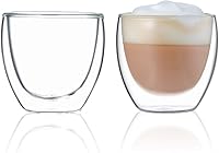 Vista 1 de BLUE BREW Vasos Expresso Shots de 2.5 onzas, vasos de café de vidrio aislado de doble pared, juego de 2, vasos de café aptos para microondas