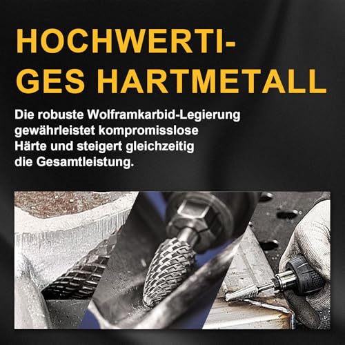 CSOOM 20 StückHartmetall Frässtifte Set, Hartmetallfräser mit Doppelschnitt, Wolfram Hartmetall Rotationsfräser, 3 mm Schaft, für Holz Gravieren, Schleifen, Schnitzen, Metallpolieren, Bohren
