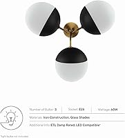 Vista 8 de Modway Stellar - Lámpara de techo semiempotrada de 3 luces en latón satinado ópalo, color marrón