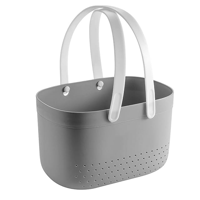 NOENNULL Plastic Storage Basket with Handle Portable Shower Caddy Tote Organizer Basket Bin for Bathroom Kitchen Dorm Room