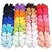 40Pcs 3.5'' Boutique Grosgrain Ribbon Hair Bows Elastic Hair Ties Ponytail Holder Hair Bands in Pairs for Girls Kids Children Teens