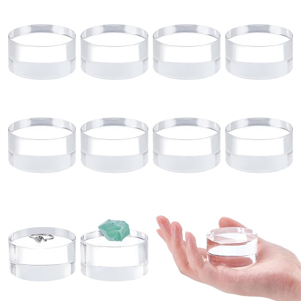 nbeads 10 Stück Runder Acryl Displayblock, Klare Polierte Blöcke Zur Präsentation von Schmuck Aus Acryl Polierte Acrylkante Basis Für Den Tisch Zur Präsentation von Sammlerstücken Figuren, 5cm