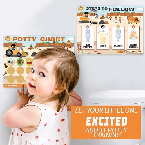 Potty Training Chart for Boys, Construction Theme, 8.3 x 11.2 inches, 10 Pack Chart with 5 Pack Reward Stickers - 4