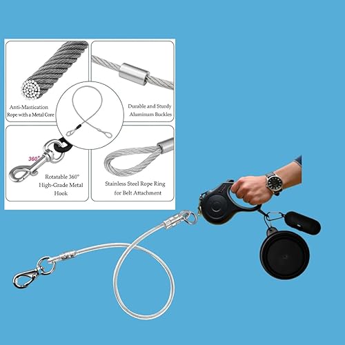 Miniatura 7 de Correa retráctil para perro 2025 de 16 pies para perros pequeños y medianos de hasta 26 libras, antienredos, reflectante, ajustable con cable