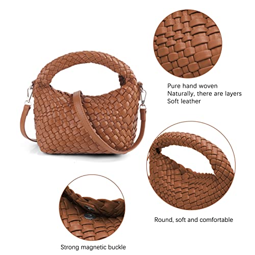 Image of Maydear Woven Purse for Women, Small Top Handle Handbag with Detachable Shoulder Strap, Crossbody Bag
