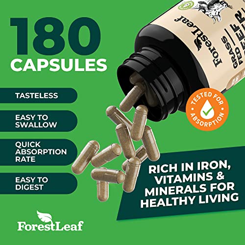 Grass Fed Beef Liver - Grassfed Desiccated Beef Liver Supplement - 750Mg Per Capsule - Most Bioavailable Natural Heme Iron, Vitamin A, B12 For Energy, Coq10 - High Absorption Formula (180 Capsules) #TOP4