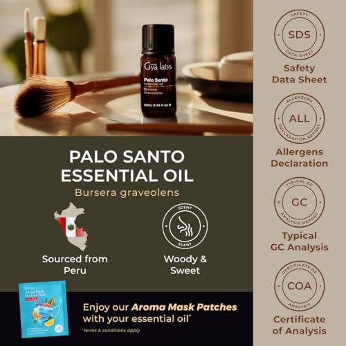 Image of 100% Pure Palo Santo Essential Oil - 0.34 Fl Oz - Palo Santo Oil for Hair, Skin, Diffuser, Aromatherapy & DIY Candle Making Scent