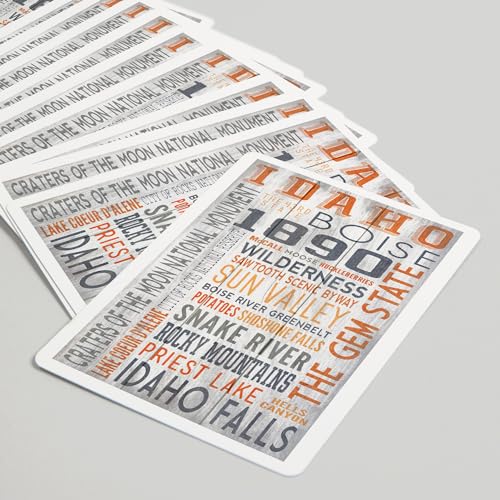 Lantern Press Idaho, Tipografía Rústica, 52 Naipes Póker miniatura 5