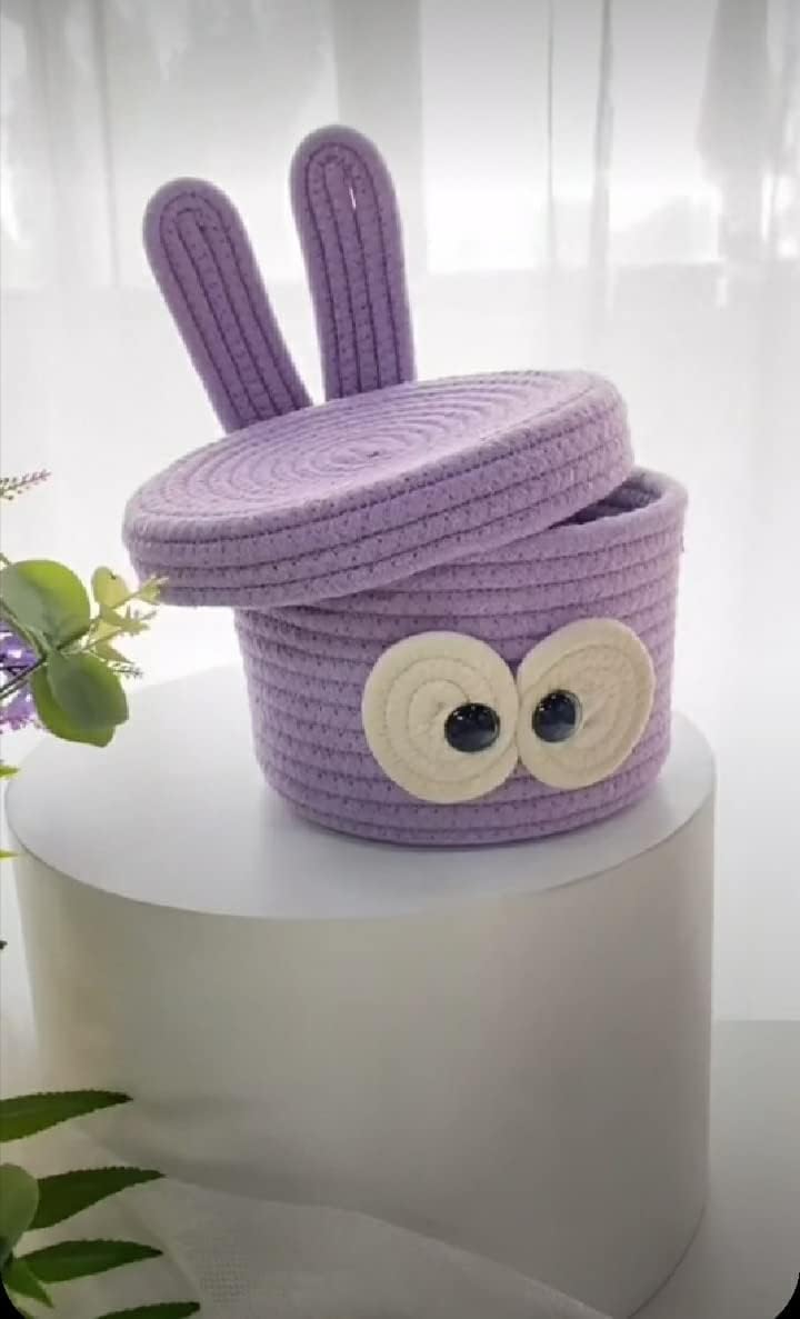 Juteify® Multi-Purpose Cute Bunny Basket with Lid Storage Baskets For Bathroom Living room & Kitchen Organiser box vanity box first aid box (B0D1GCR4FS) Amazon Price History, Amazon Price Tracker