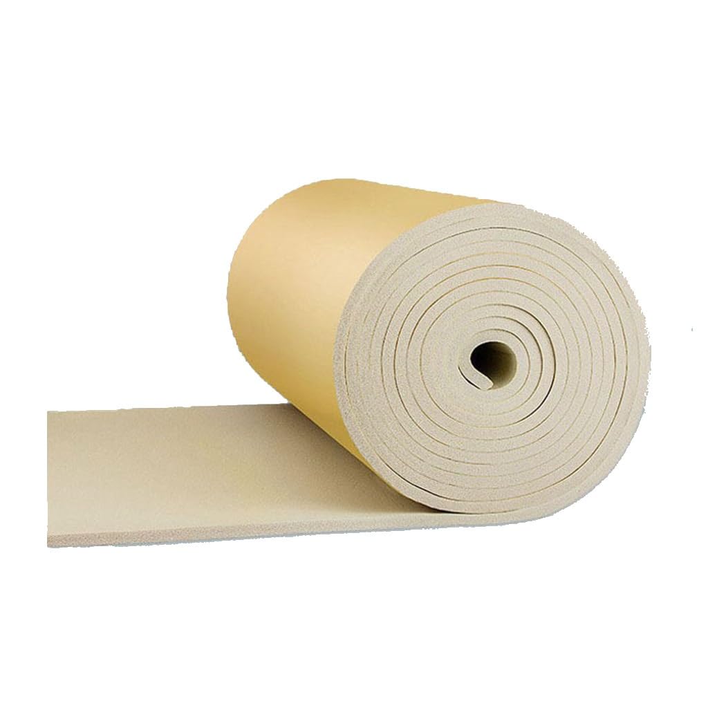 Pannelli acustici in schiuma ad alta densità, insonorizzanti, autoadesivi, in schiuma, rotolo di schiuma per uova, decorazione da parete (beige, 5 m x 1 m x 4 cm)