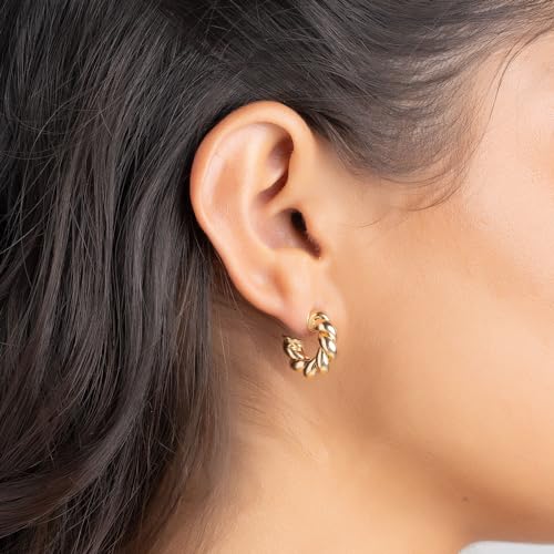 Barzel 18k Gold Plated Chunky Twisted Hoop Earrings, 5mm Thick, 10-40mm Sizes, Open Hoop Earrings for Women2