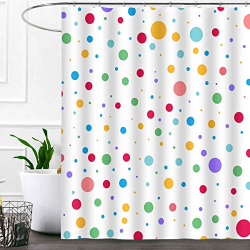 Sddser Kids Rainbow Polka Dot Shower Curtain Set Colorful Abstract Circles Doodle Geometric Bathroom Curtain, 72 X72 In Bathtub Showers Washable Fabric With 12 Hooks Yllssd264 #TOP3
