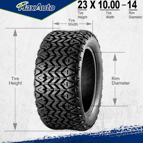 Image of MaxAuto 23X10-14 Golf Cart ATV Tires, 23x10x14 Golf Cart Tires, All Terrain UTV ATV Tire Trail Tire, 23x10 14 Mud Sand Off-Road tire, 4PR Tubeless, 2 Pack