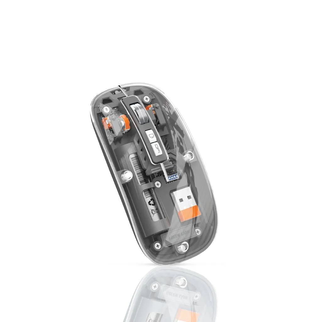 Green Lion Transparent Mouse 2: Sleek, Wireless, & Multi-Functional | 800-1600 DPI, 5 Keys, 10m Range, Type-C Charging | Model GL-112 (Black)-picture-21