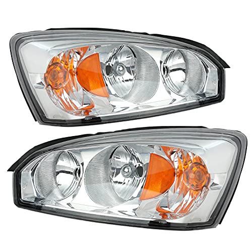 N&P Headlight Assembly Headlights Headlamp Assembly Left and Right Pair Set for 04-08 Chevy Malibu Chrome, Chrome Housing