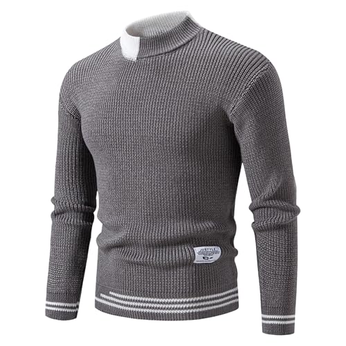 Basic Knit Sweater Men Long Sleeve Mock Neck Sweaters Casual Warm Basic Sweater Fall and Winter