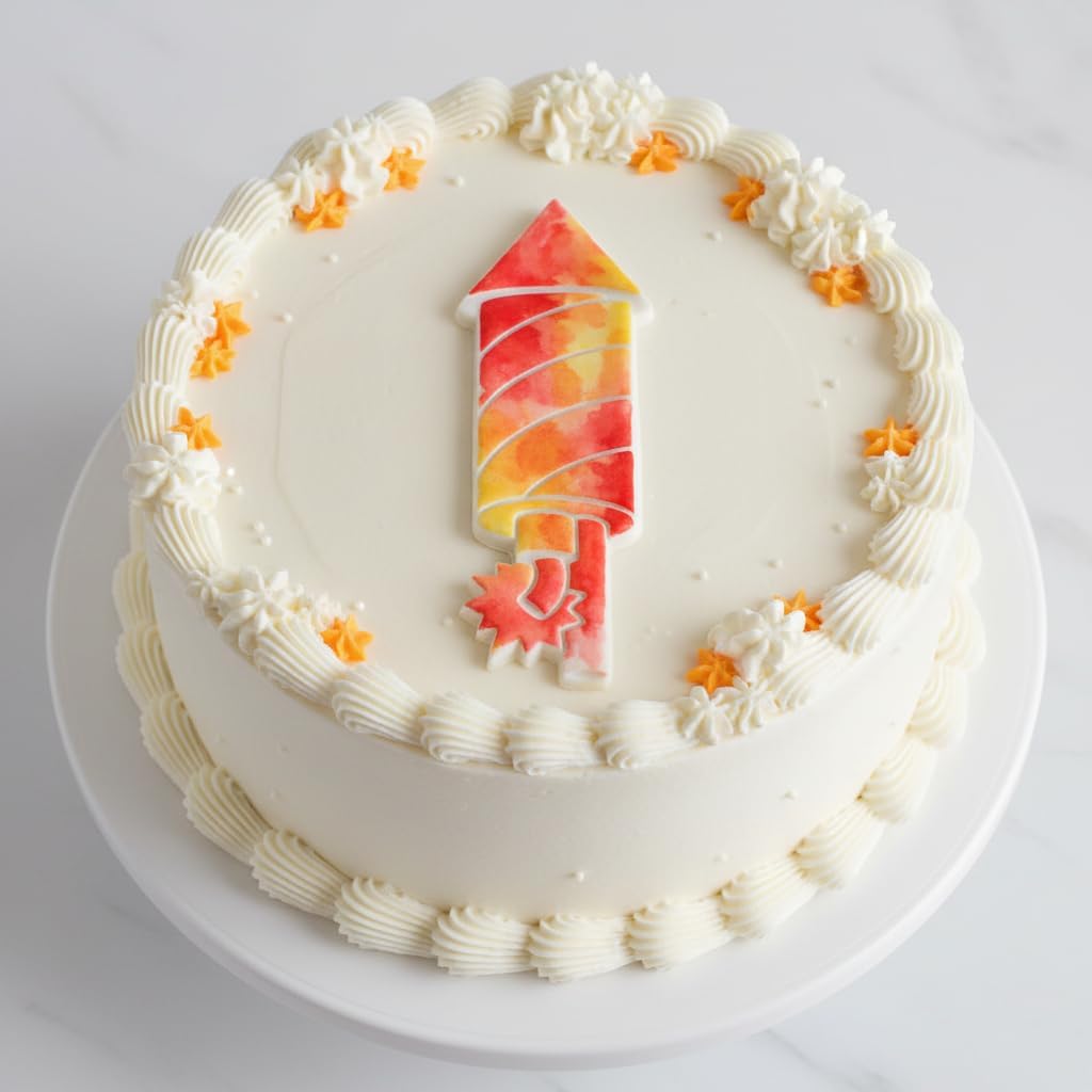 BAKERLOGY Set of 2 Firework Cookie Cutters – Starburst & Rocket Designs for New Year’s Eve, July Fourth, Diwali, Lunar New Year, Birthdays & Celebration Cookies