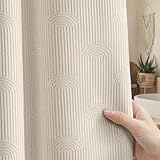 NDDYCU Boho Shower Curtain Cotton Morden Mid Century Minimalist Arch Texture Shower Curtain for Bathroom, Greige,72' W X 72' L
