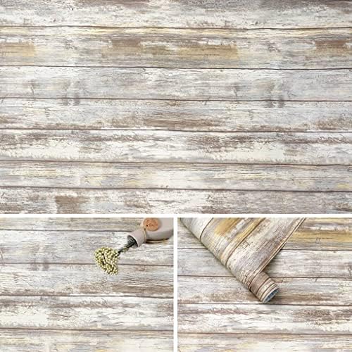 Arthome Green Wood Grain Furniture Stickers,43.5x305cm Self Adhesive Wallpaper Waterproof Gloss PVC Vinyl,Waterproof Vinyl Paper for Furniture Cover Surface Countertop Kitchen