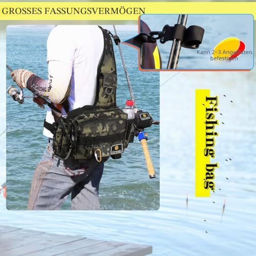 Foto von drado Angeltasche Sling Angeltasche, Wasserdicht und verschleißfest Angelrucksack für Angelzubehör