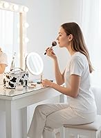 Vista 4 de KITENROM Bolsa de Maquillaje Portátil para Viaje, Bolsa de Cosméticos con Soporte para Brochas, Bolsa de Maquillaje Impermeable para Mujeres