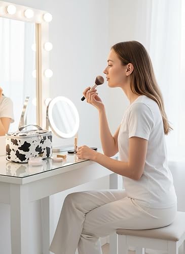 Miniatura 4 de KITENROM Bolsa de Maquillaje Portátil para Viaje, Bolsa de Cosméticos con Soporte para Brochas, Bolsa de Maquillaje Impermeable para Mujeres