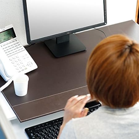Amazon カッコいいデスク周りに 高級レザーデスクマット 幅90 奥行55 厚み約0 5cm ブラウン 文房具 オフィス用品 文房具 オフィス用品