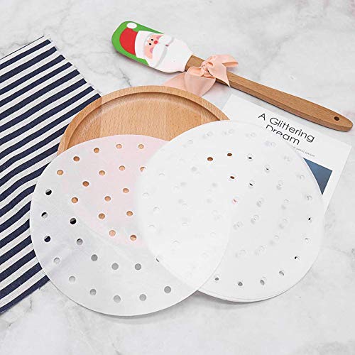 2-Pack Reusable Air Fryer Accessories,Non-Stick Silicone Air Fryer Basket Mats/Air Fryer Accessories White-Black 8.5in Square