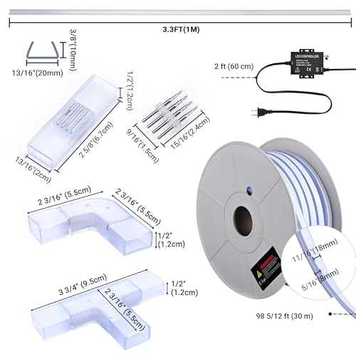 Yescom Kit de Luces Neon Led RGBW 100ft IP65 miniatura 6