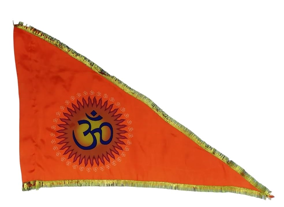 Om Flag Jhanda Big Size for Home | Om written Orange Flag | Flag for Temple-image-32