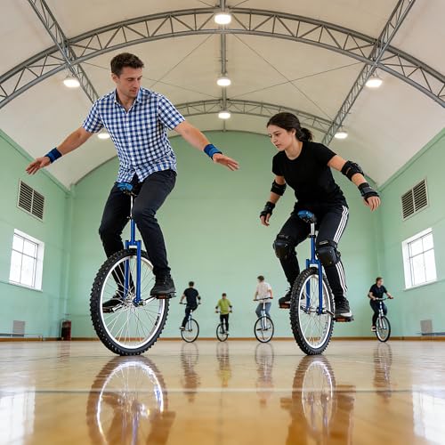 AW 20" Inch Wheel Outdoor Unicycle Circus Bike Leakproof Butyl Wheel Cycling Adjustable Seat Balance Bike Outdoor Sports Fitness Exercise Health for Adults Teenagers Kids Blue