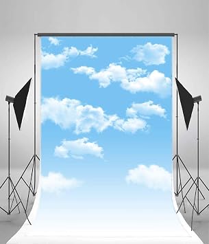 3x5ft Blue Sky and White Clouds Backdrop for Photography Vinyl Material