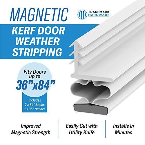 Tmh Magnetic Kerf Weather Stripping For Metal Doors - Full Set 36" X 84" [White] #TOP6